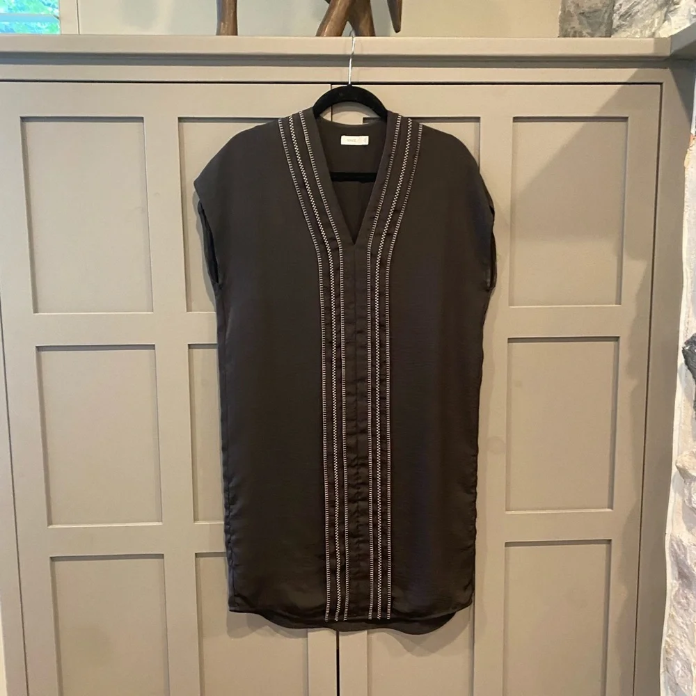 Vince Embroidered V-neck Sheath Dress - Picture 2 of 11